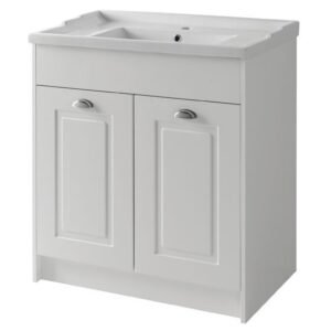 Astley 800mm Floor Standing 2 Door Unit & Ceramic Basin - White