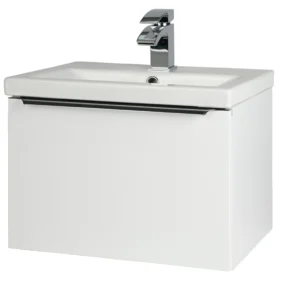 Kore 500mm Wall Mounted Drawer Unit & Ceramic Basin - White Gloss