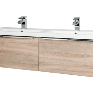 Kore 1200mm Wall Mounted Drawer Unit & Twin Ceramic Basin - Sonoma Oak