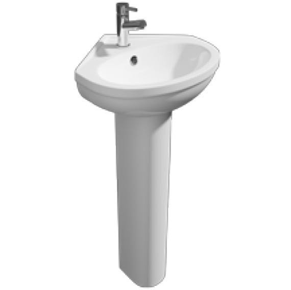 kartell-lifestyle-range-480mm-1th-corner-basin-main.jpg Lifestyle 480mm 1th Corner Basin & Pedestal - Image 1